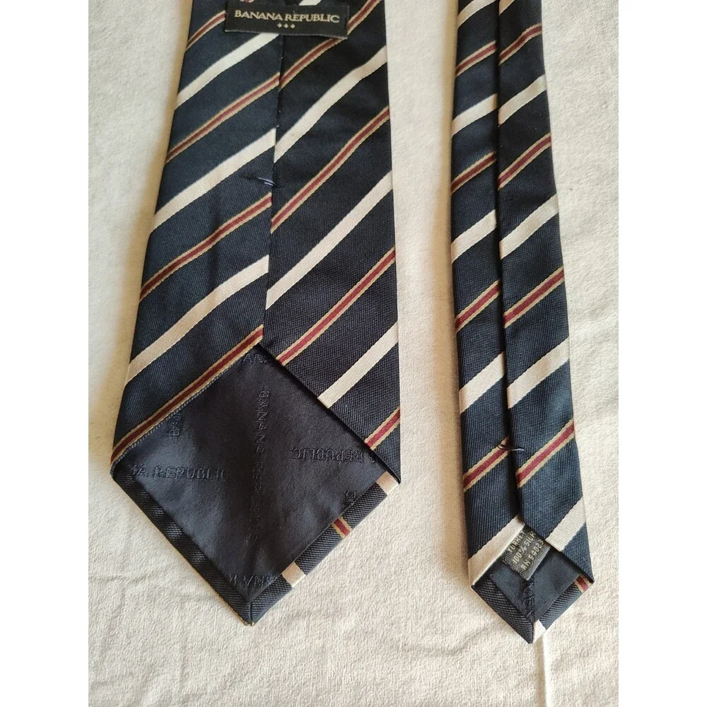 Banana Republic Tie Mens Silk Repp Tie 100% Silk Very Good Condition